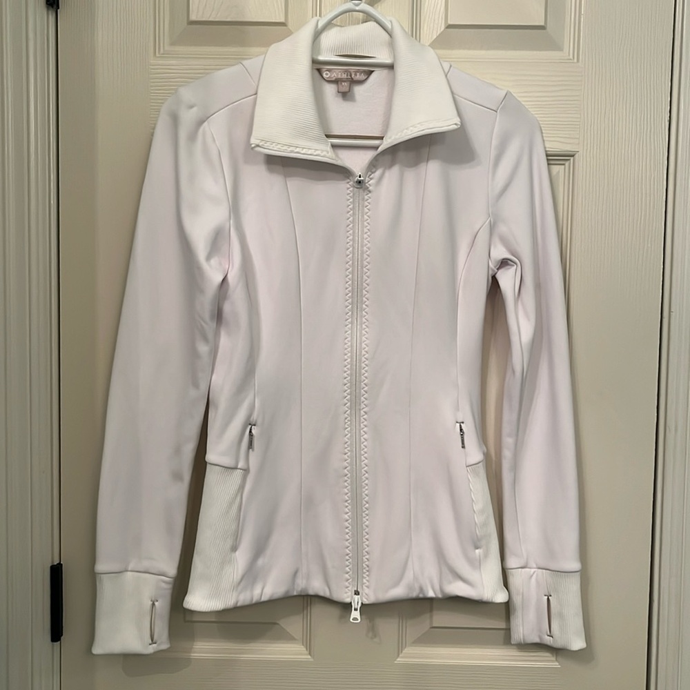 Athleta Women’s‎ White Ridge Crop Zippered Jacket Sz XS Workout Athletic Ribbed